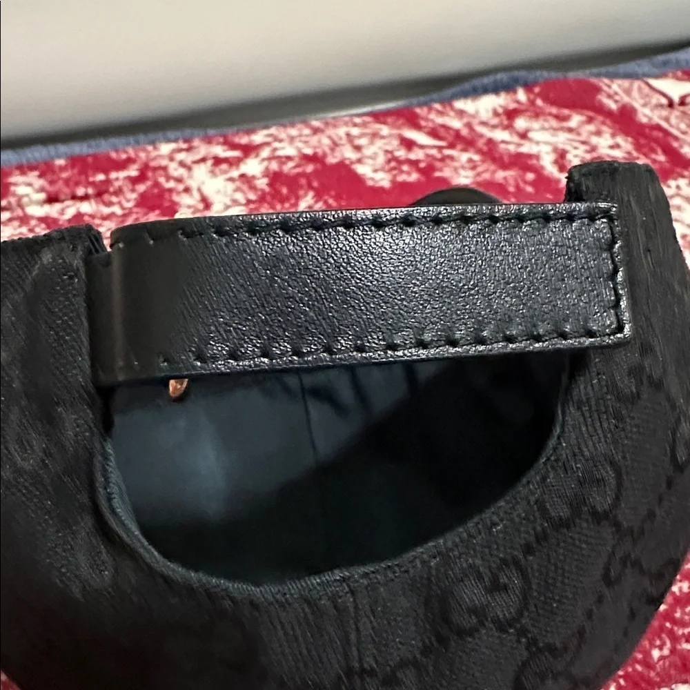 Gucci Black GG Monogram Baseball Cap with Signature Sherry Line